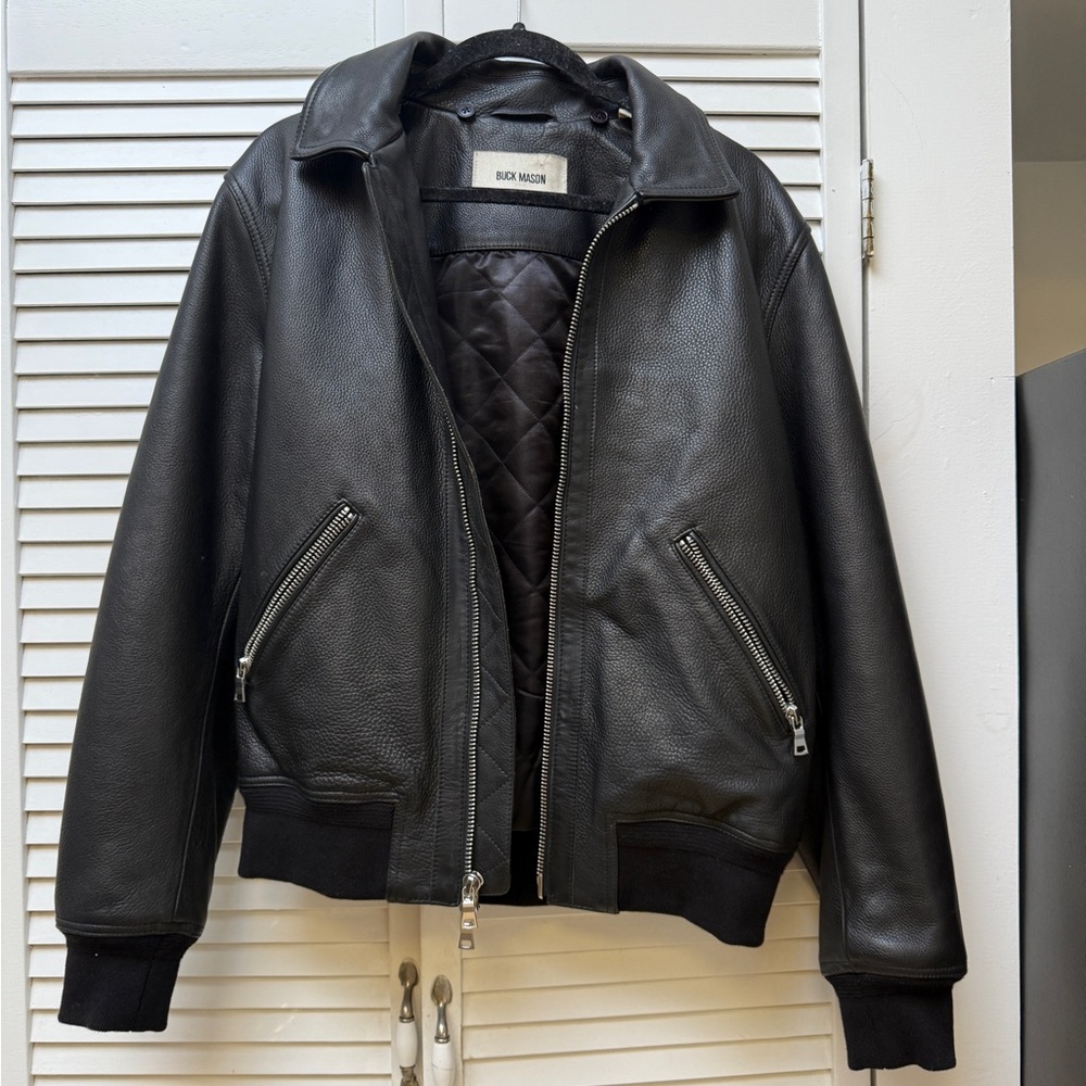 Buck Mason Leather Bomber Jacket M